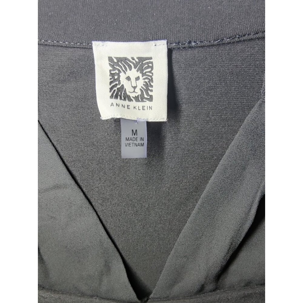 Anne Klein Black‎ Sleeveless Workwear Stretch Top W Mesh Panels Pleated M - Picture 5 of 7